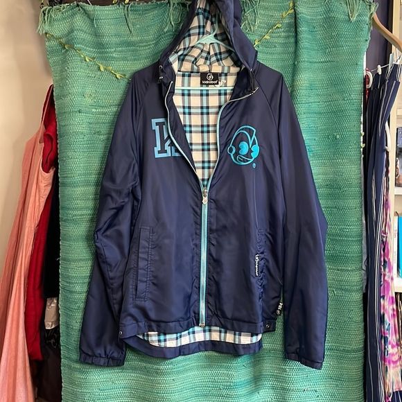 Kidrobot Navy Blue & Plaid Windbreaker (184) Sz LG - Picture 2 of 14